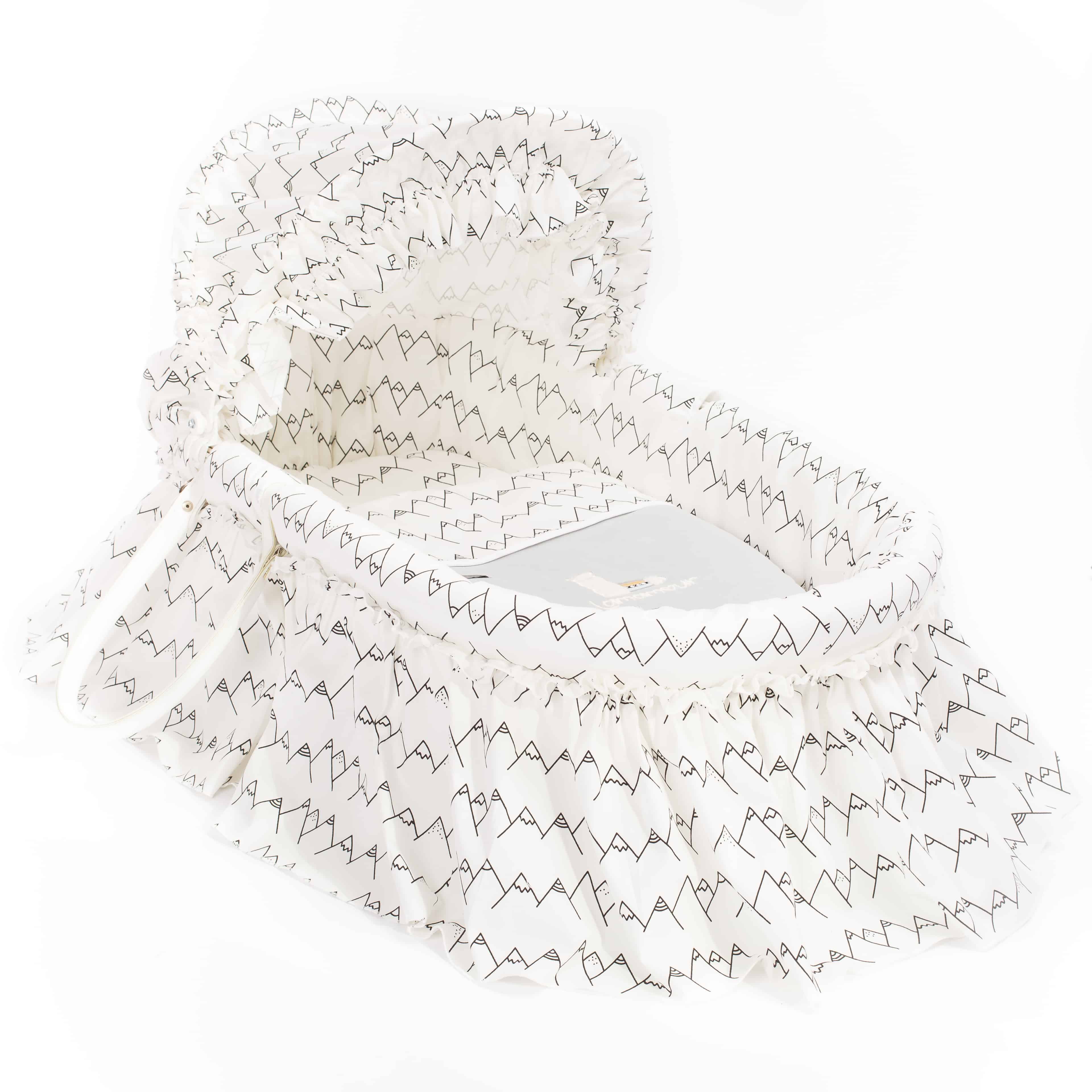 Couffin bébé Osier Tissu Blanc 100% coton Pure - Maison Nougatine