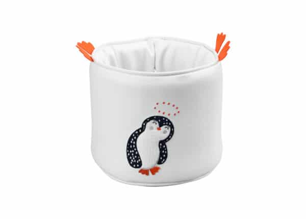 corbeille de toilette ronde pingouin blanc