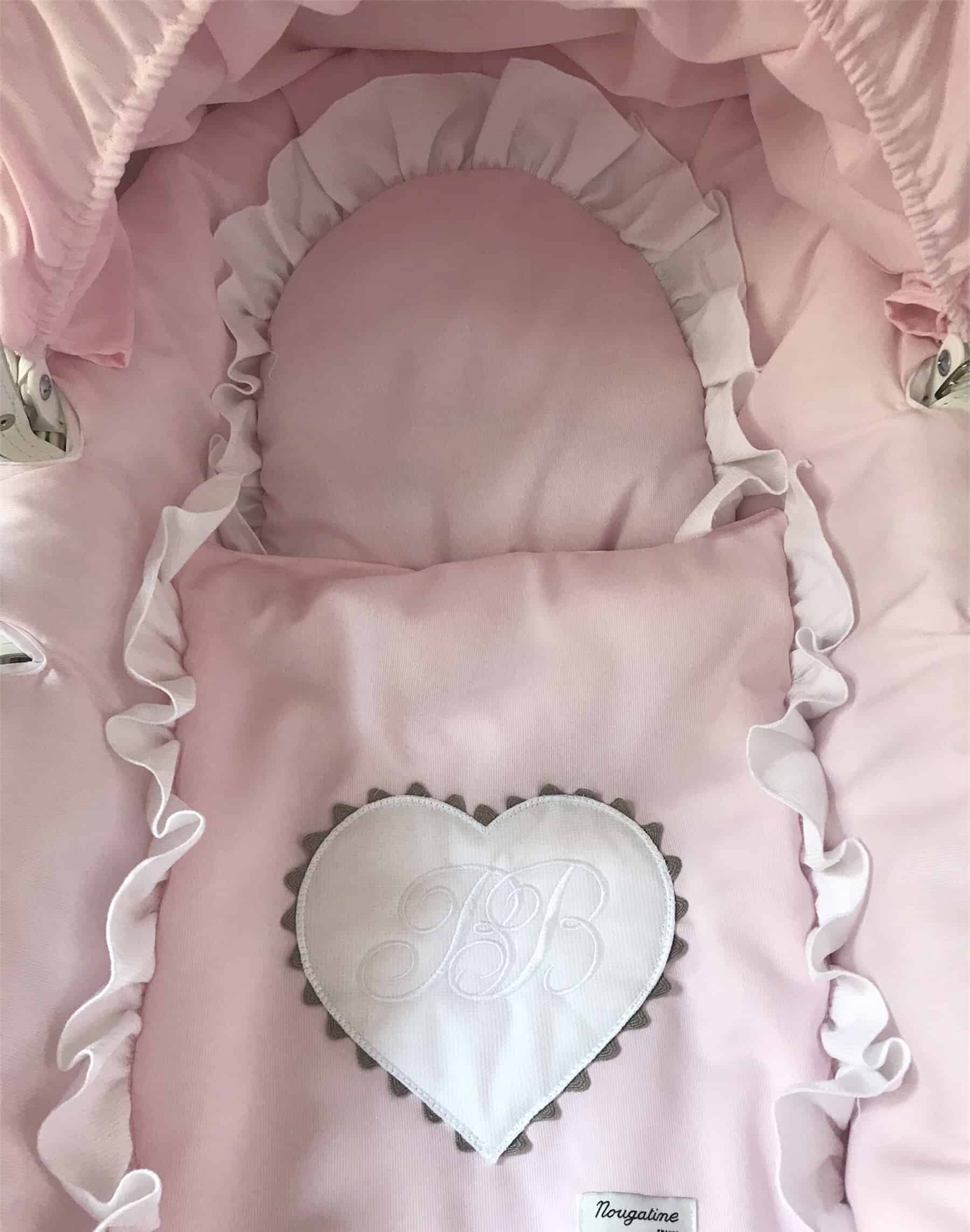 Couffin 100 Coton Rose Et Blanc Maison Nougatine