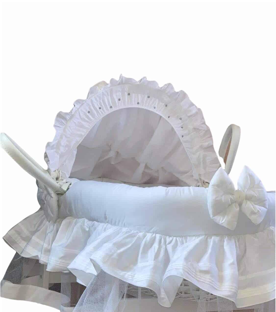 Couffin Osier Tissu Blanc 100 Coton Pure Maison Nougatine