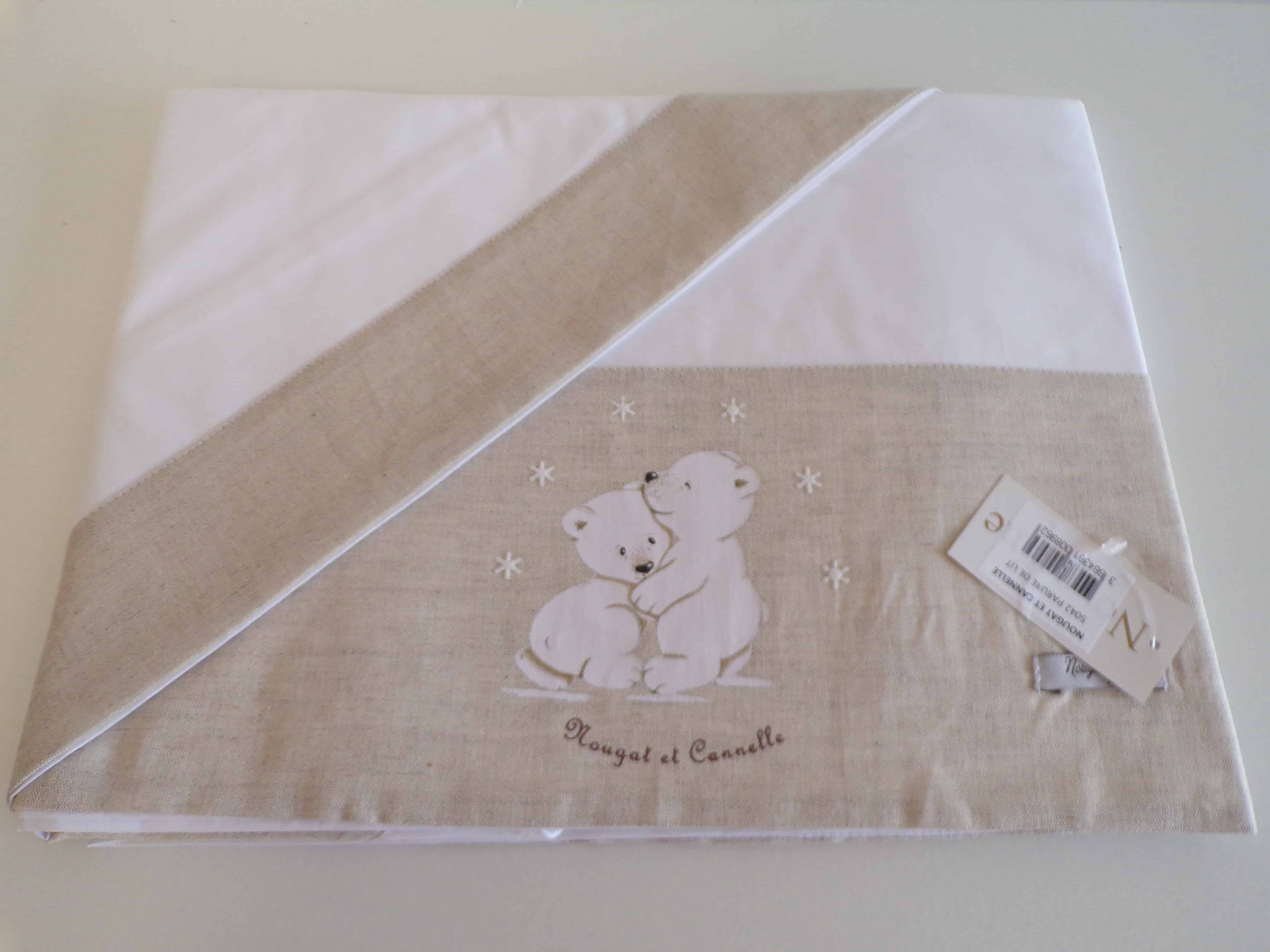 Parure De Lit Bébé Tissu Beige Nougat & Cannelle - Maison Nougatine