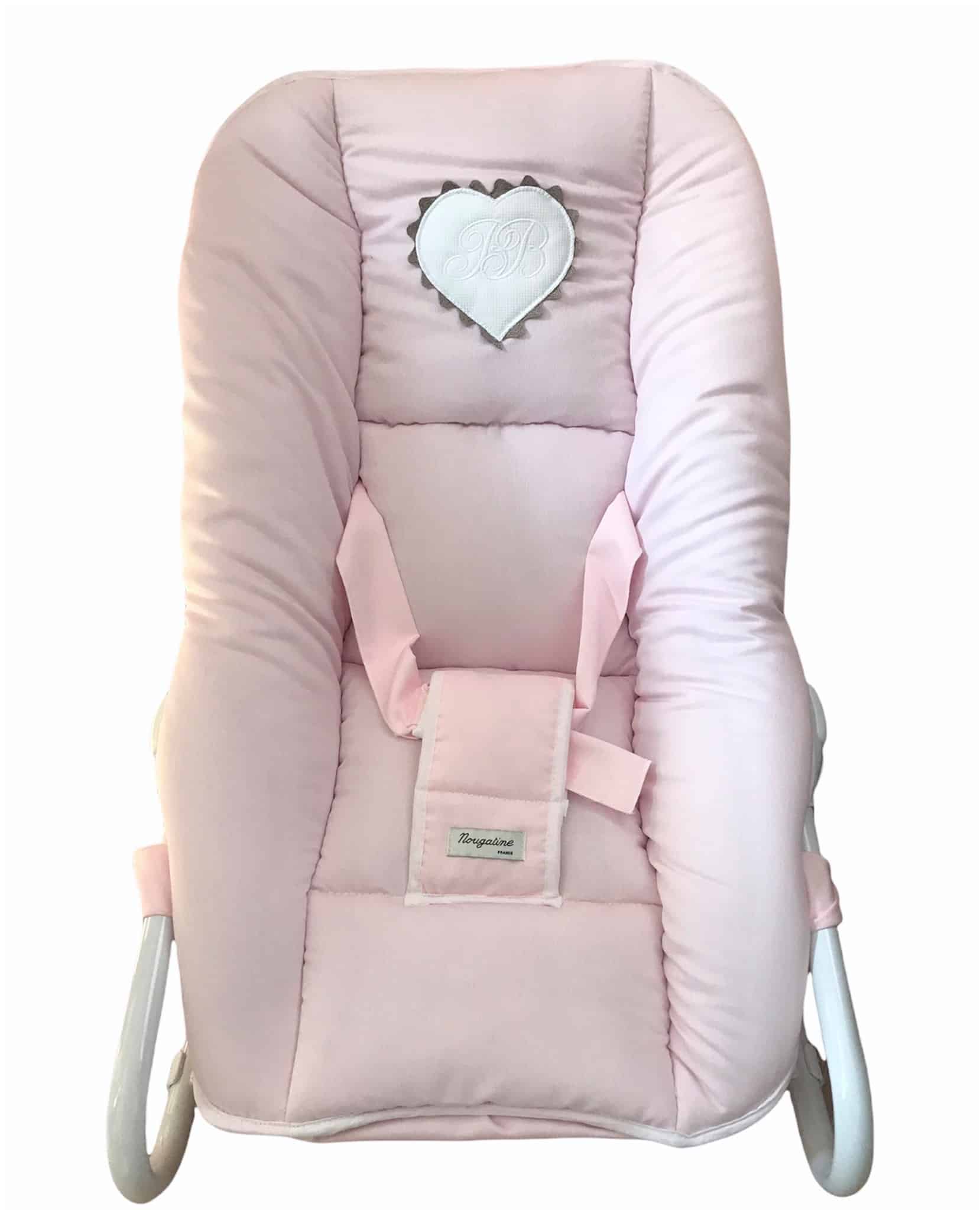 Transat bébé 3 Positions Coton Blanc/Rose Emma - Maison Nougatine