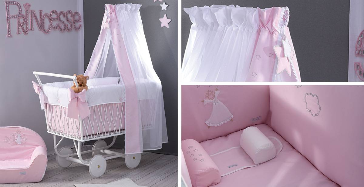 Berceau Rotin Ange Rose Maison Nougatine