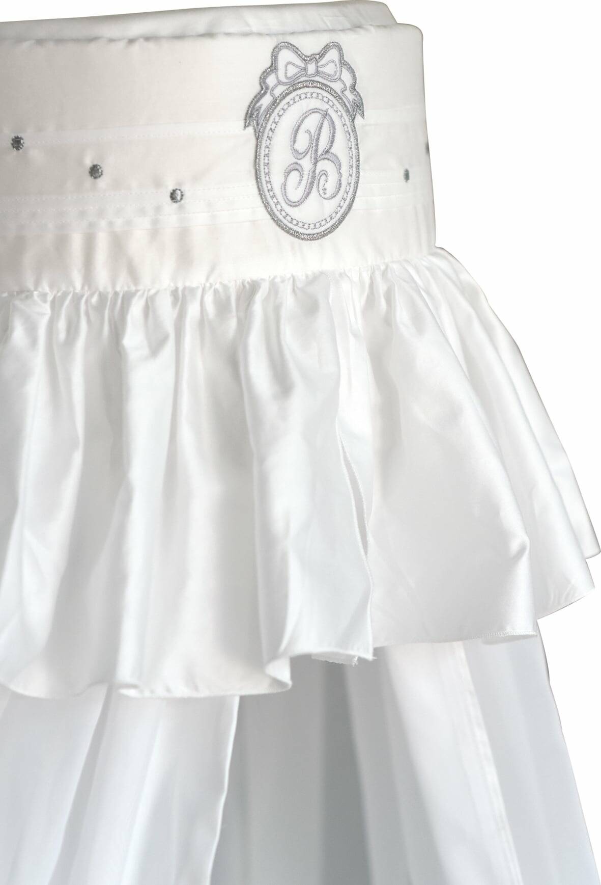 Ciel de lit bébé Blanc Broderie Argent Pure