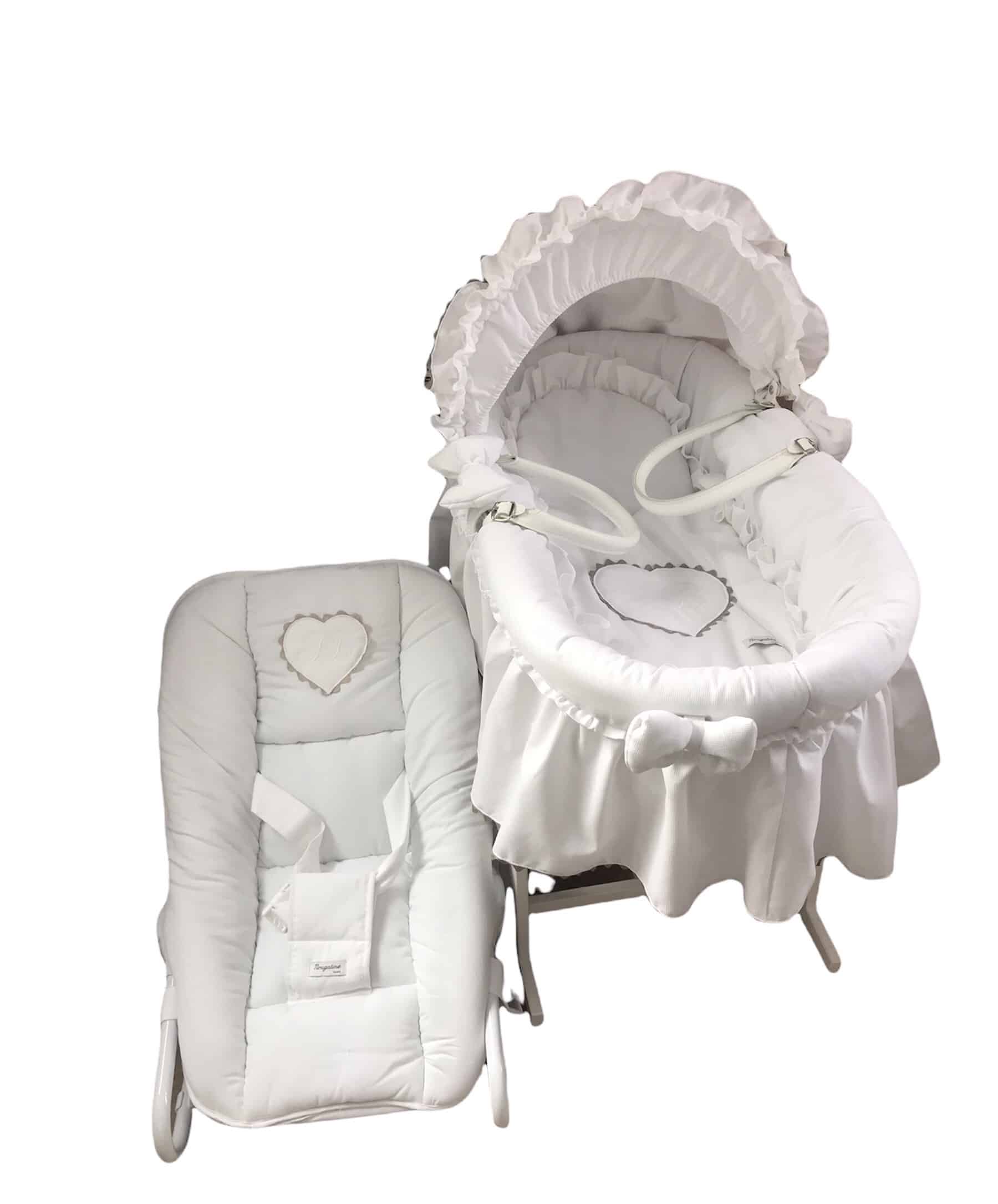 Trousseau Naissance Coeur Beige Emma Blanc 4 Pieces Maison Nougatine