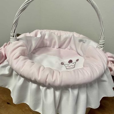corbeille osier collection princesse rose et blanc