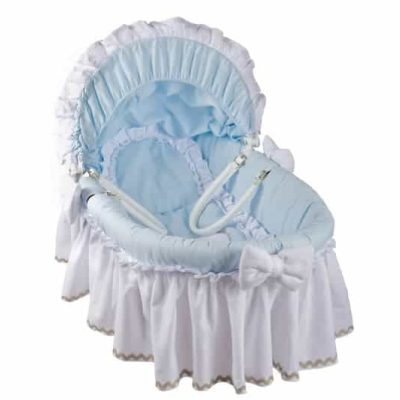 couffin osier bébé garçon collection thomas bleu et blanc