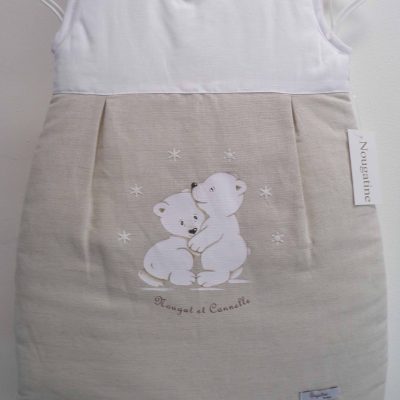 turbulette,gigoteuse lin beige et blanc