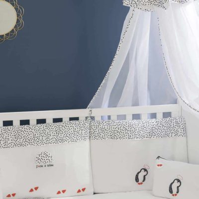 Ciel De Lit Bébé Pingouin Blanc